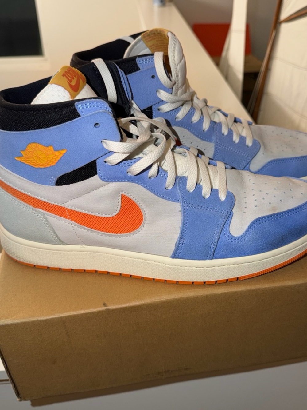 Nike Air Jordan 1 Mid — Light Blue/Orange/White